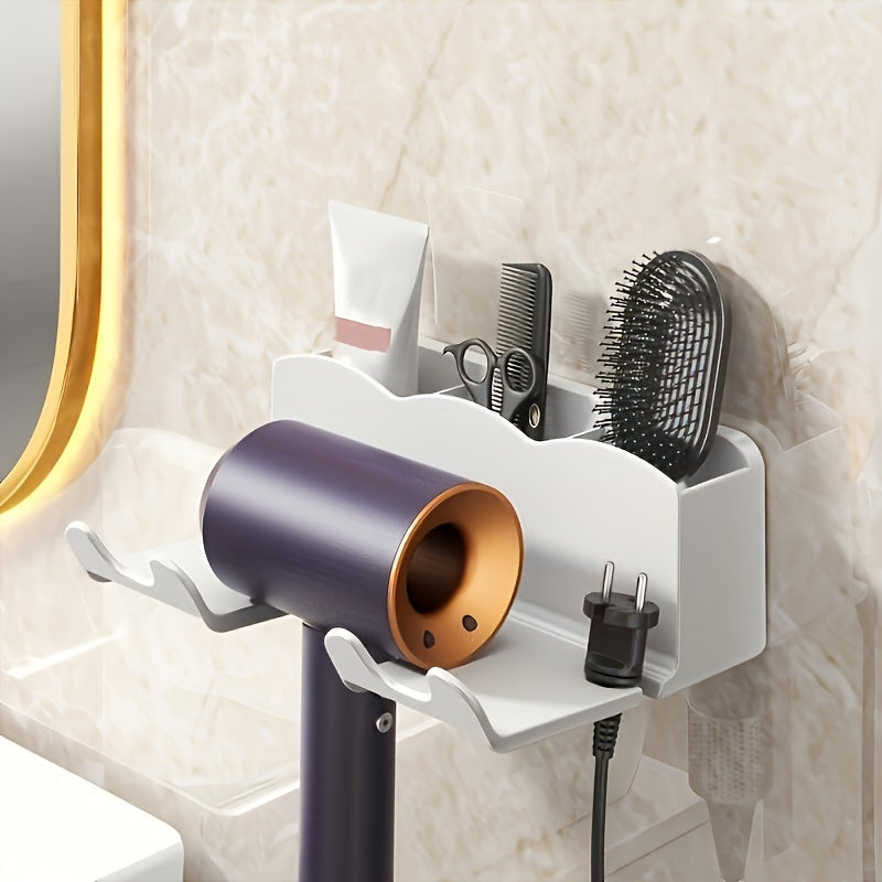 Wall-Mounted Plastic Hair Dryer Holder Bathroom Storage Bracket