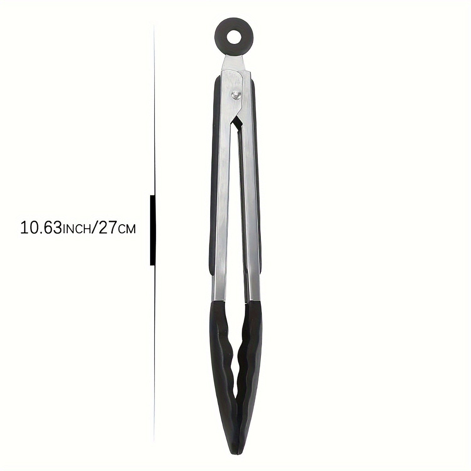 Black and Red Stainless Steel Kitchen Tongs with Silicone Tips, Multiple Sizes