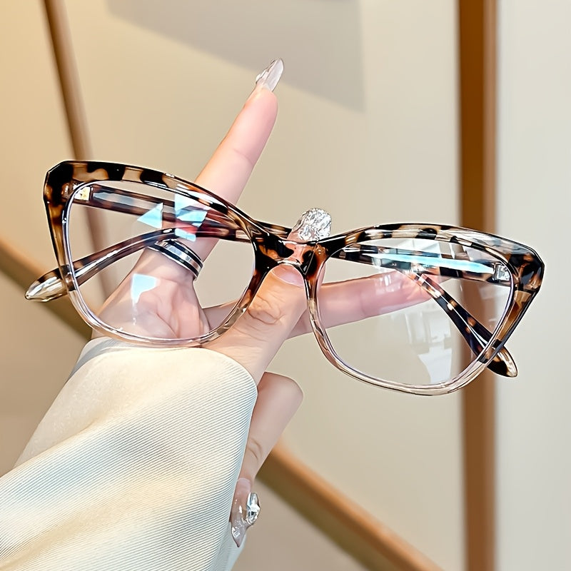 Women's Cat Eye Reading Glasses with Color Block Frame Lightweight PC Material for Reading and Computer Use