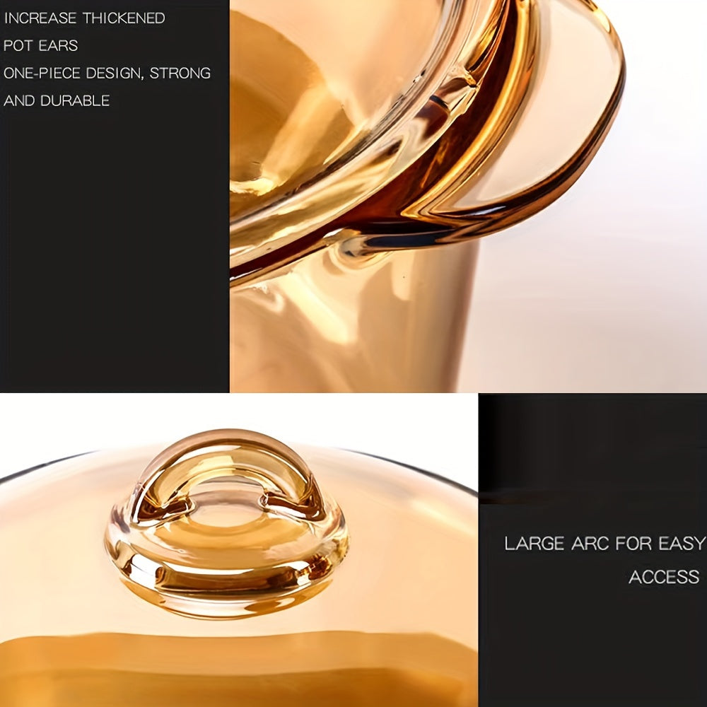 Olla de sopa de vidrio de borosilicato de 2500ml con tapa, apta para microondas y lavavajillas