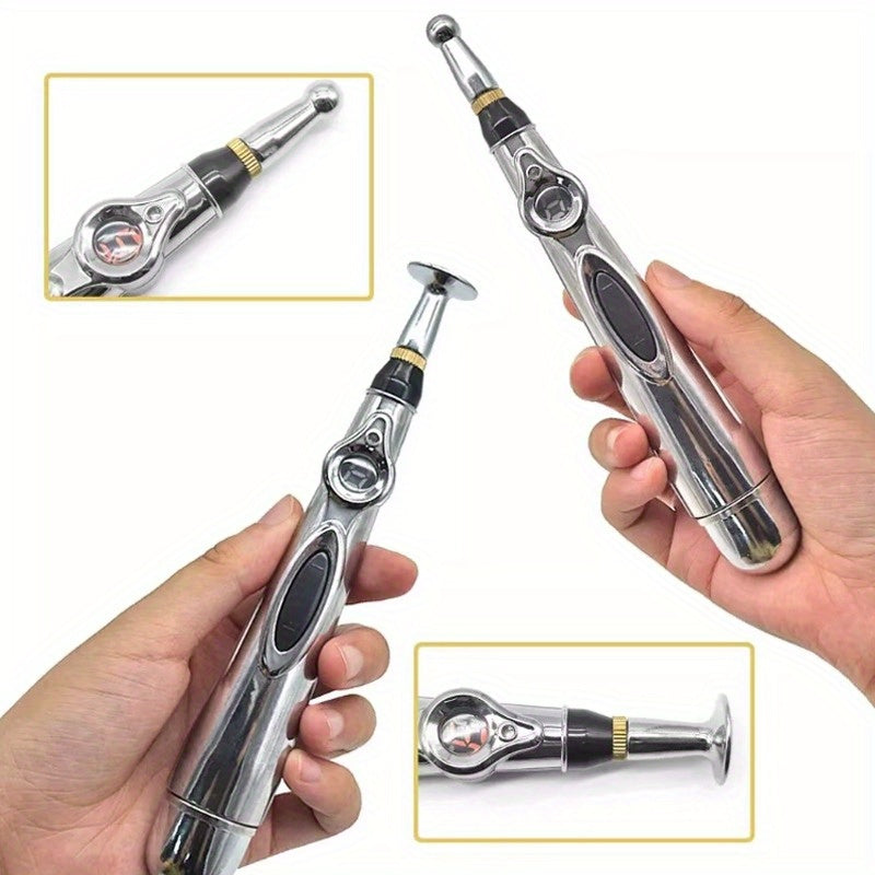 Bolígrafo de masaje eléctrico con 9 modos, pantalla digital, cabezales intercambiables para espalda, cintura y piernas