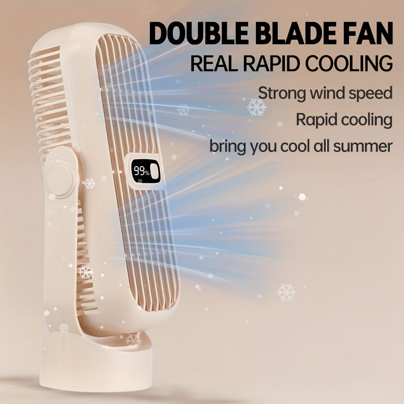 Ultra-Quiet USB Rechargeable Desktop Tower Fan with 5 Speeds and LED Display