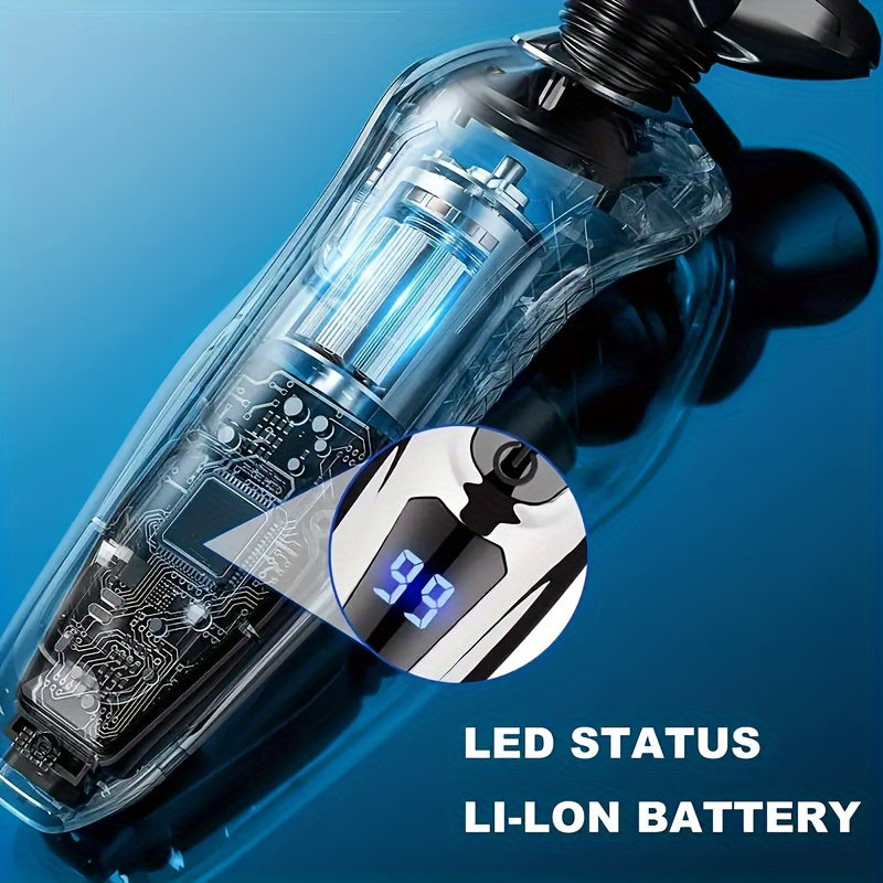 Erkaklar uchun 3-in-1 Elektrli Qirqish Mashinasi, Burun Sochlarini Qirqish Qo'shimchasi, USB orqali Zaryadlanadigan, Portativ, 3D Suvga O'xshash Pichoq, Raqamli Ko'rsatkich