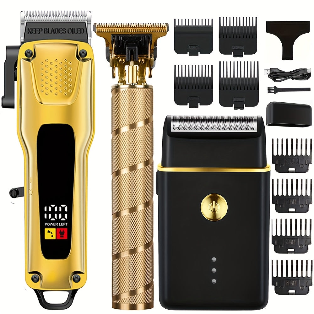 Kit de corte de cabello eléctrico para hombres con peines, maquinilla y recortadoras para uso en salón y en casa