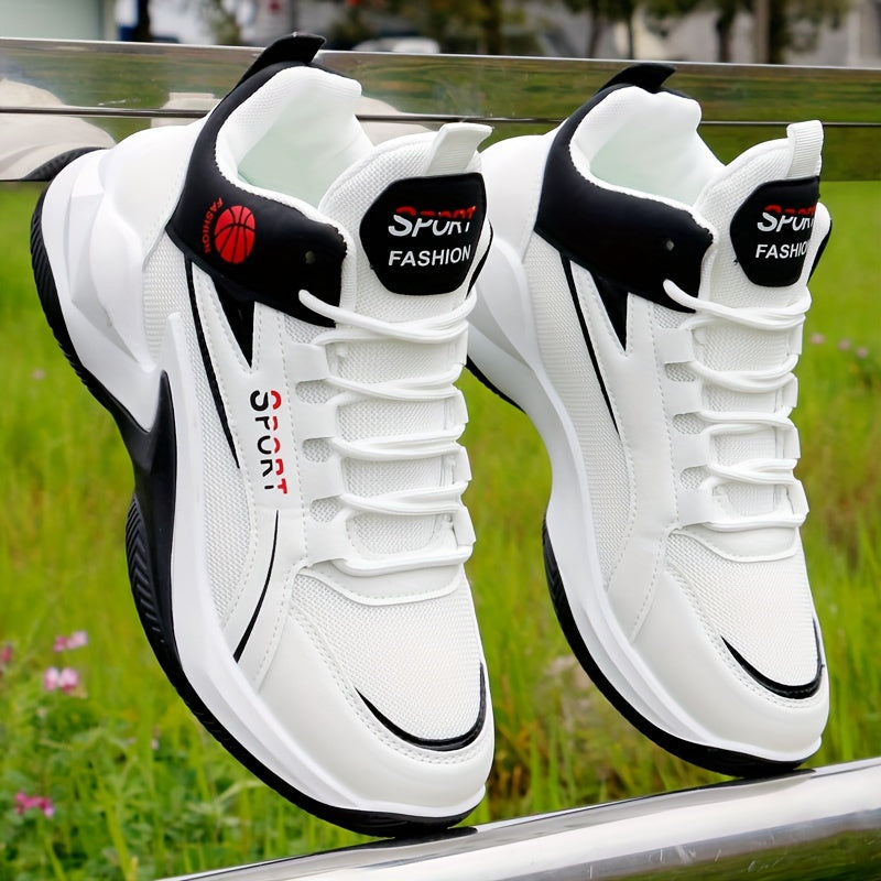 Men's High Top Basketball Shoes Microfiber Synthetic Leather Non-Slip Sole Casual Sneakers