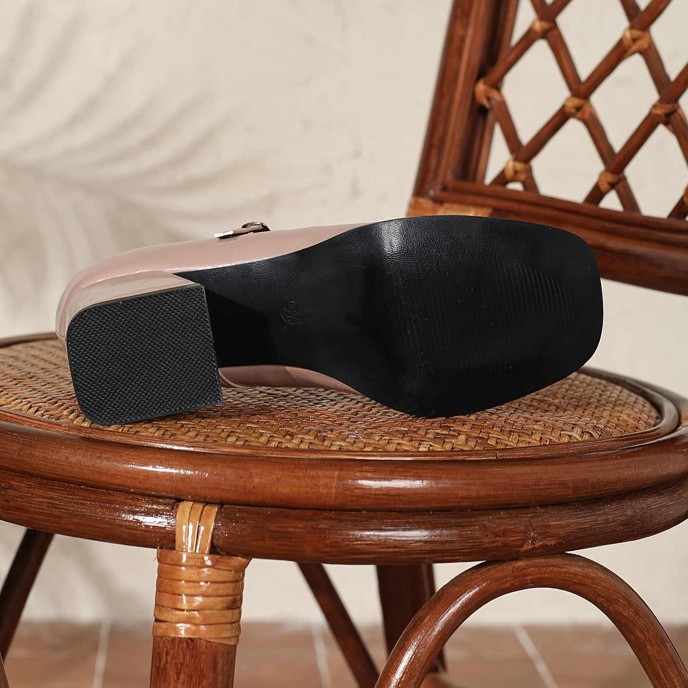 Women's High Heel Mary Jane Pumps with Block Heel PVC Upper Glitter