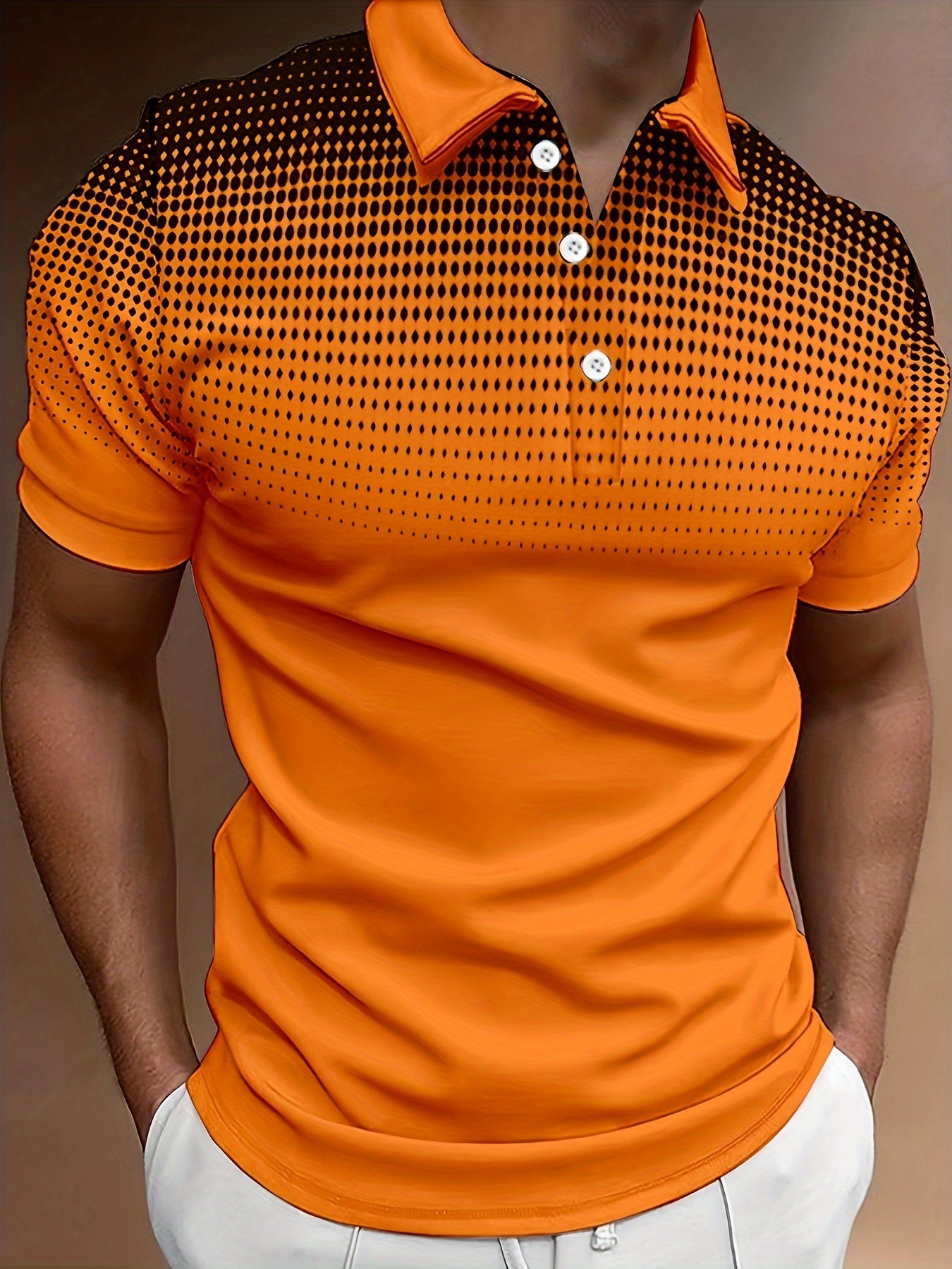 Men's Plus Size Polo Shirt with Polka Dot 3D Print Knit Fabric Short Sleeve Casual