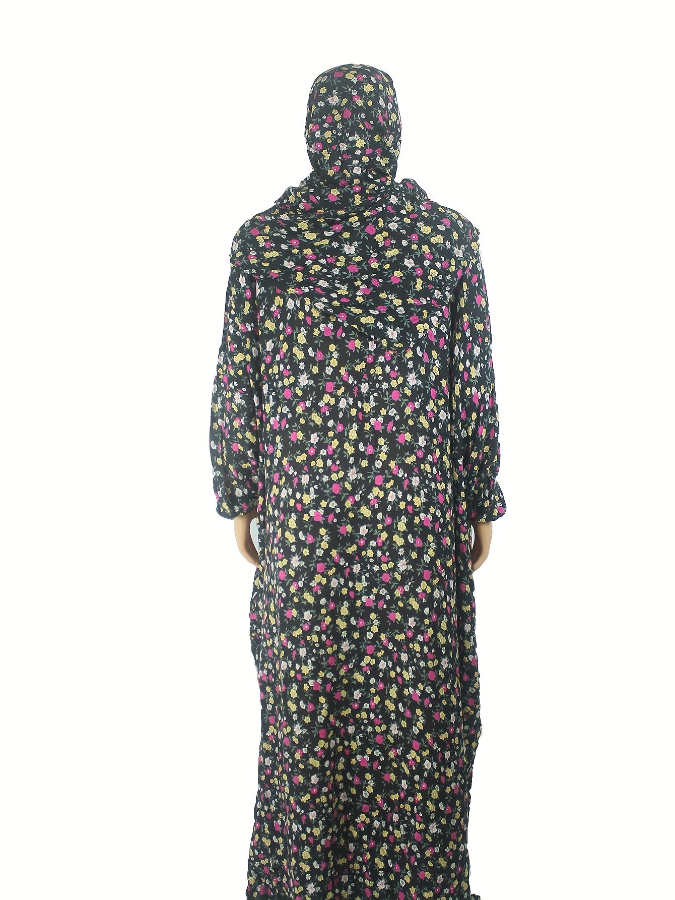 Plus Size Floral Abaya Dress Islamic Modest Clothing Eid Ramadan