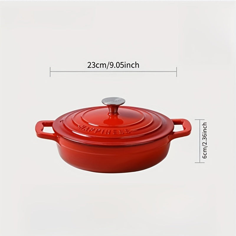Enamel Seafood Pot for Frying, Cooking, Stewing, Baking with Flat Bottom