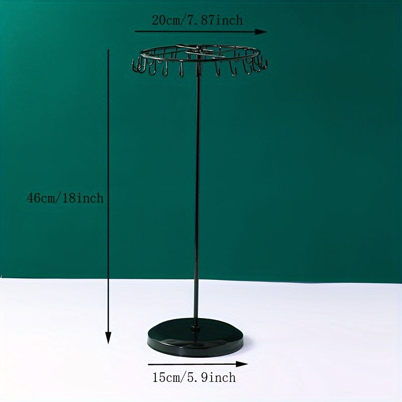 Rotating Jewelry Organizer for Necklaces and Bracelets Black Plastic Space-Saving Storage