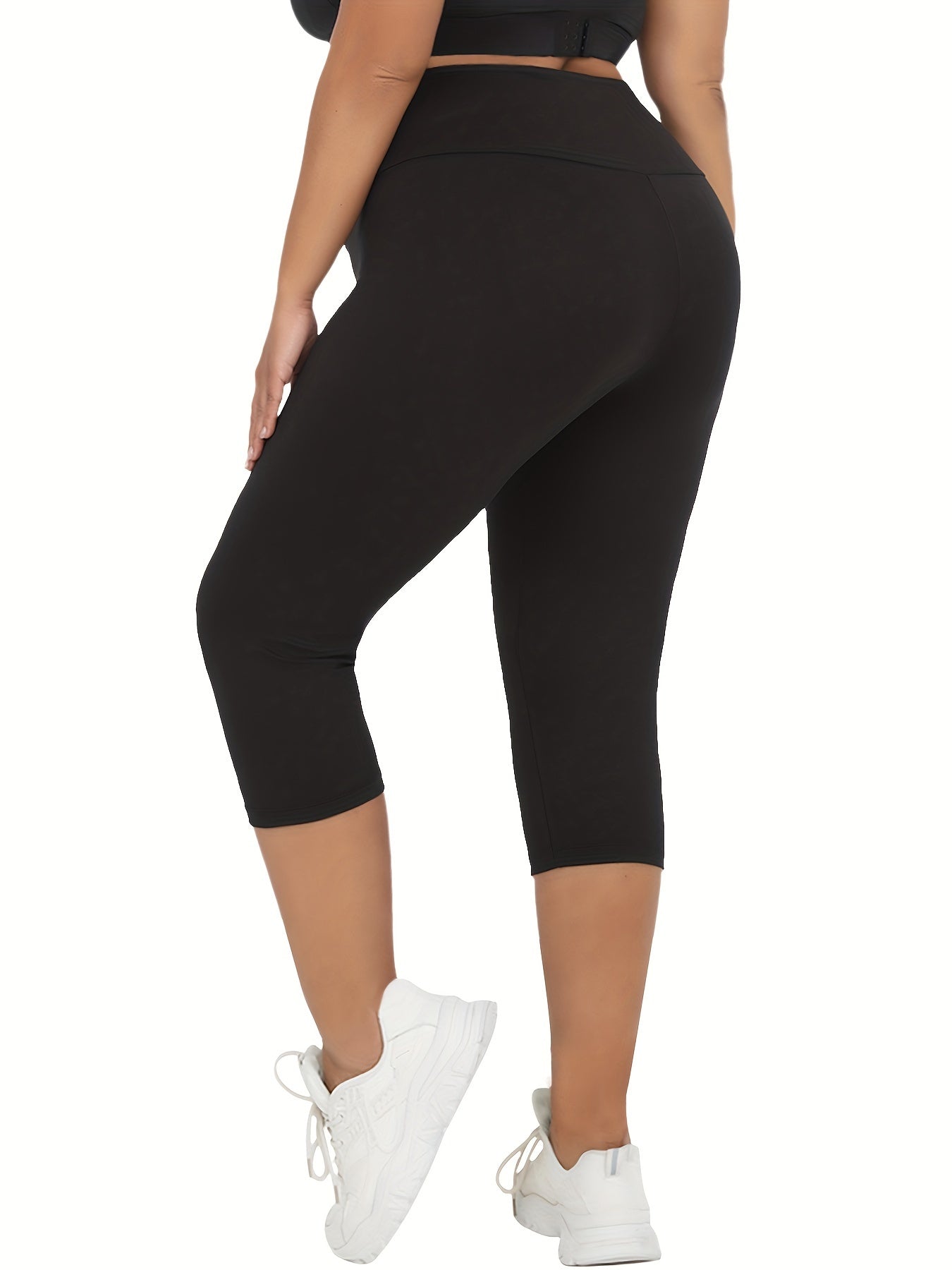 Plus Size Women Yoga Capris High Waisted Tummy Control Workout Leggings