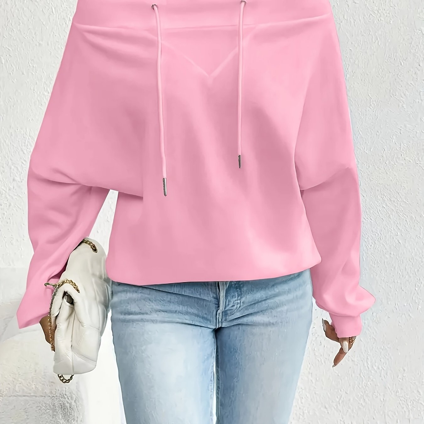 Plus o'lchamli off shoulder svitshot uzun sleeve kundalik kuz bahor