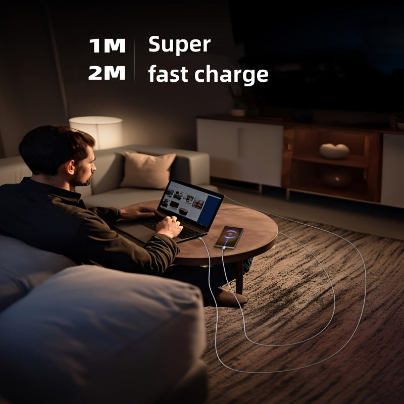 TZLRXL 240W USB C на USB C кабель быстрой зарядки, глянцевая отделка, нейлоновый материал, круглая форма, USB PD 5.1C, 1M/39.37IN или 2M/78.7IN, с передачей данных. Совместим с MacBook Pro/Air