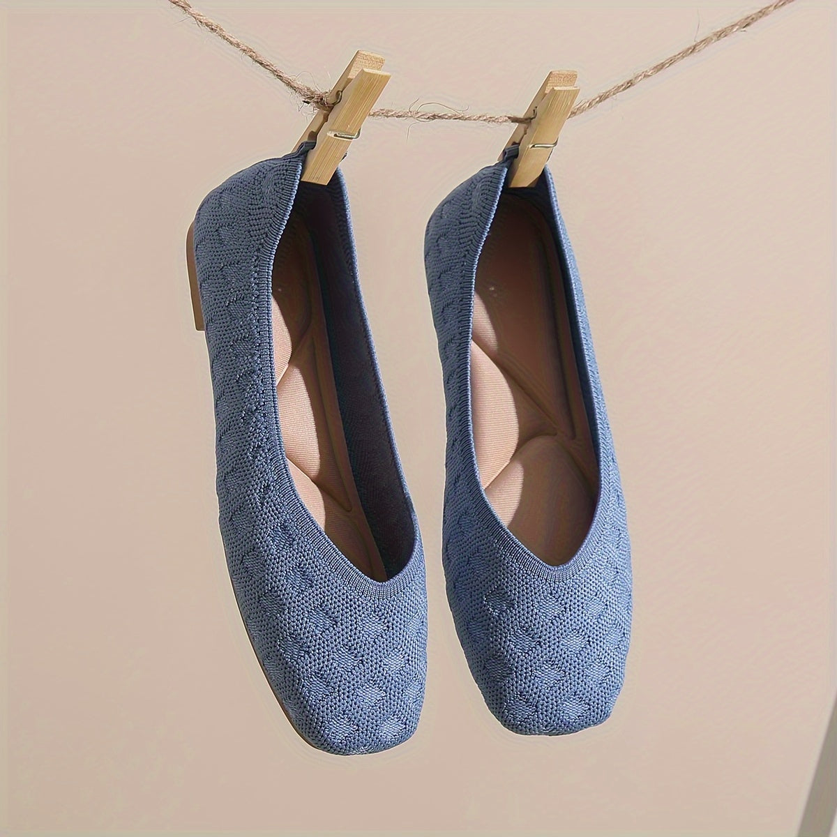 Women's Plaid Mesh Slip-On Ballet Flats Breathable Lightweight Fabric Shoes