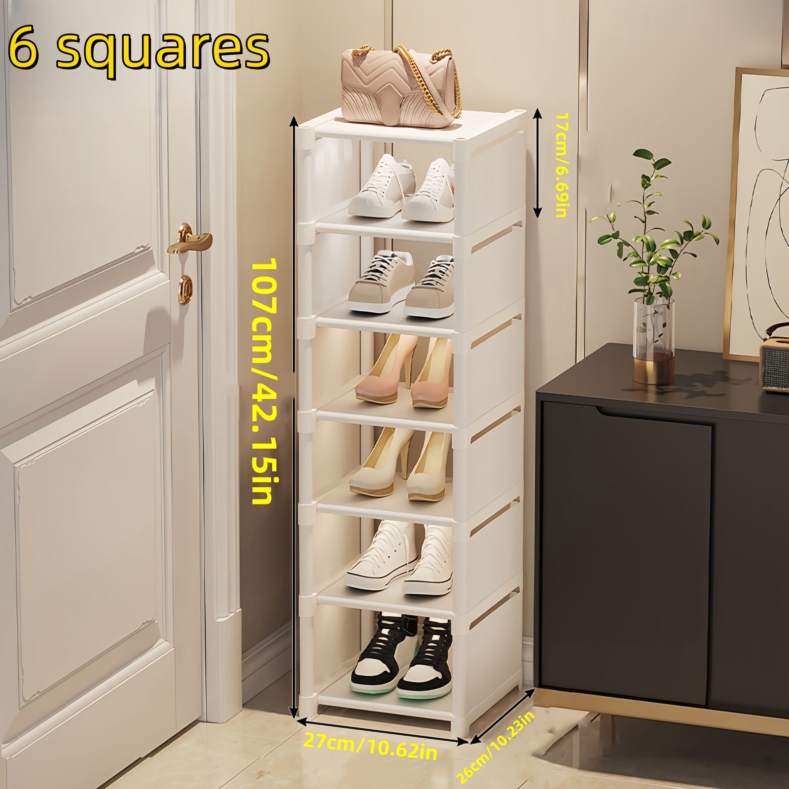 Multi-Tier Fabric Shoe Rack with Metal Frame Space-Saving Storage for Entryway Bedroom Hallway