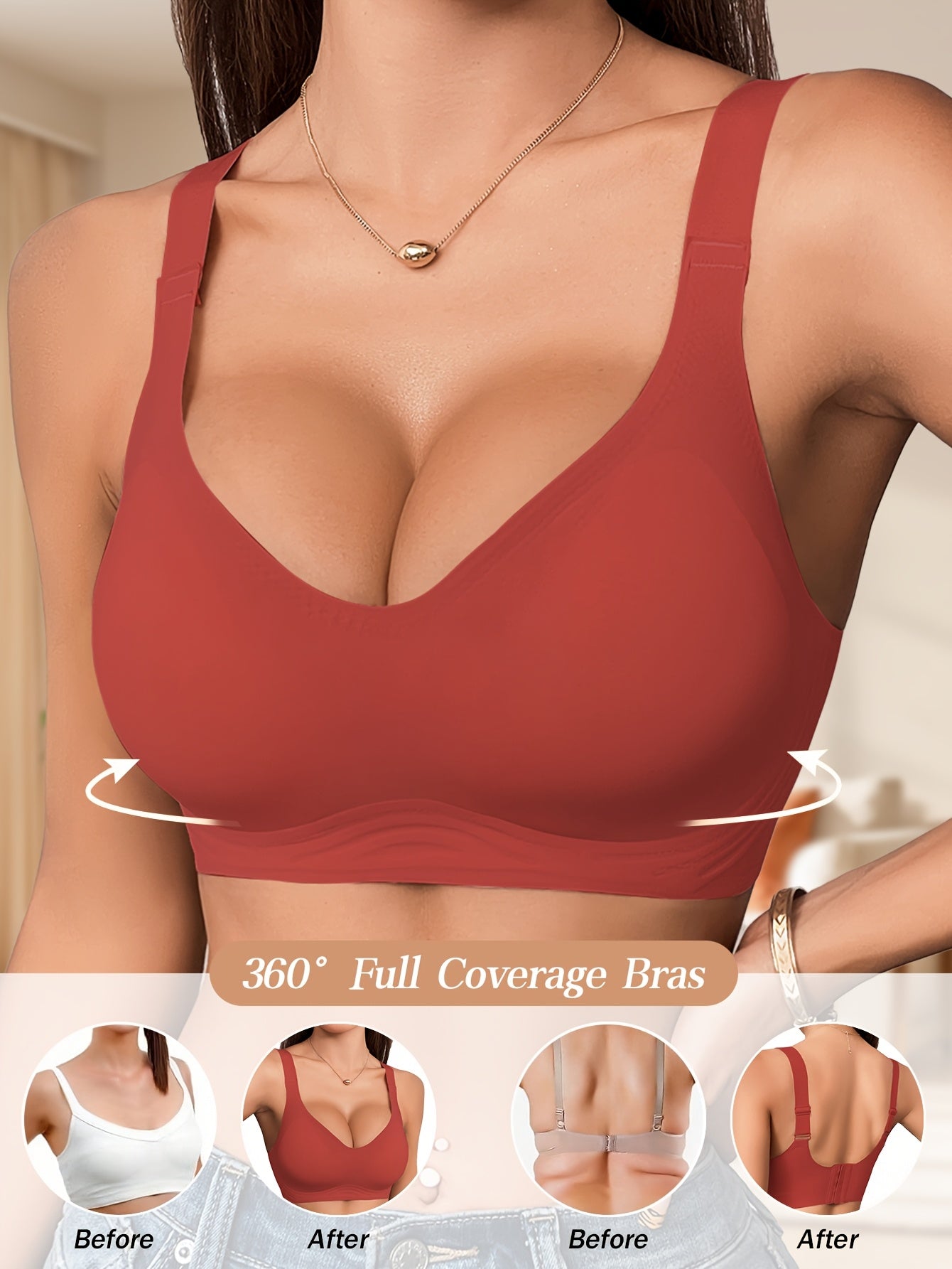 Women's Wireless Bra Full Coverage Polyamide Elastane Solid Color Knit Fabric Removable Pads