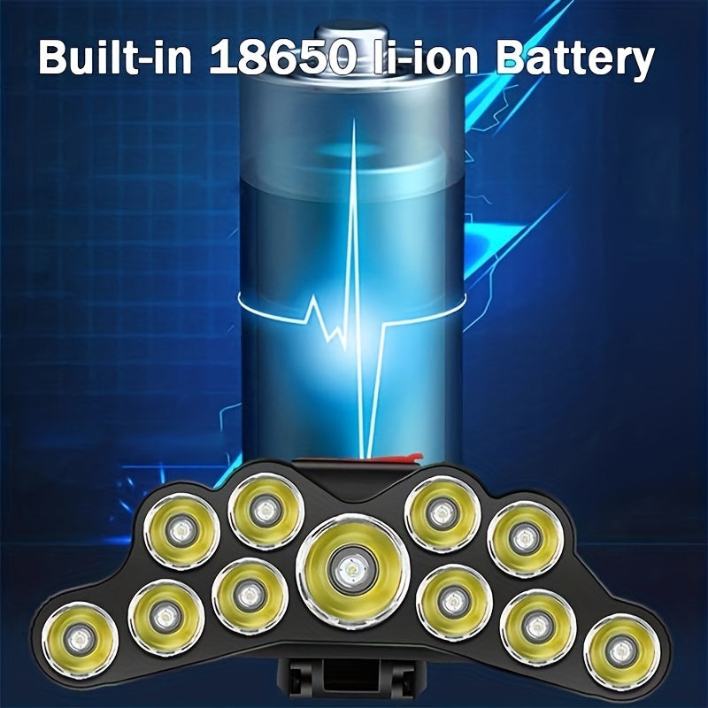 Rechargeable USB Headlamp with 5/7/11 LED Waterproof Headlight for Outdoor Activities