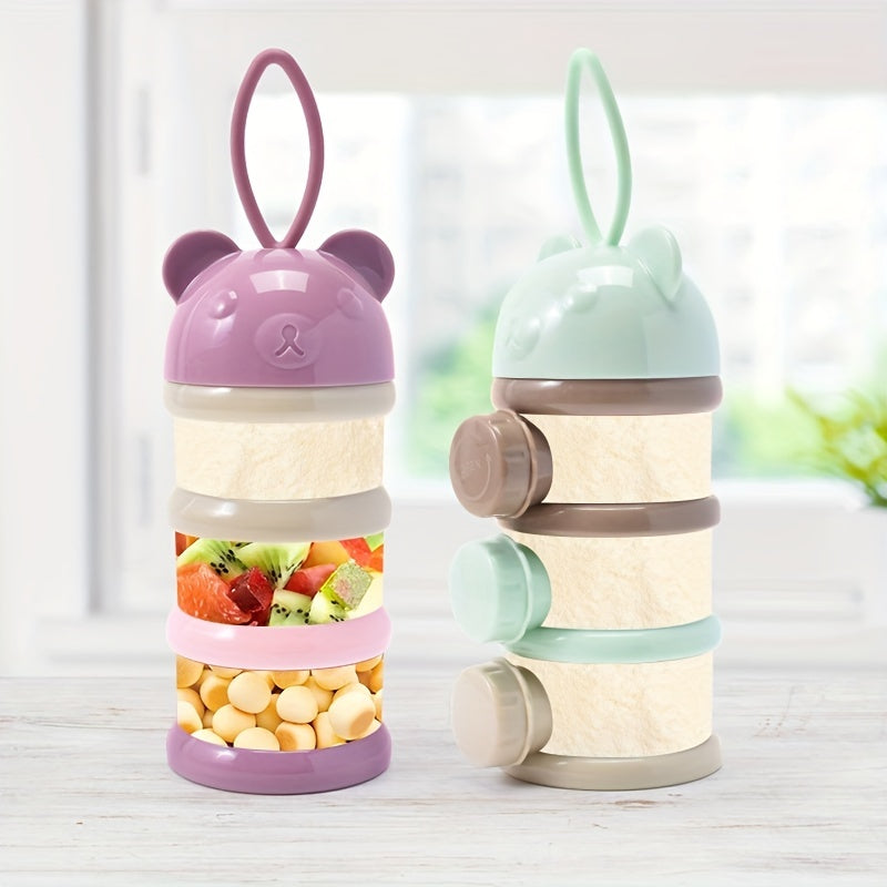Bear Style Food Storage Container with Multiple Openings Snack Dispenser and Milk Powder Box