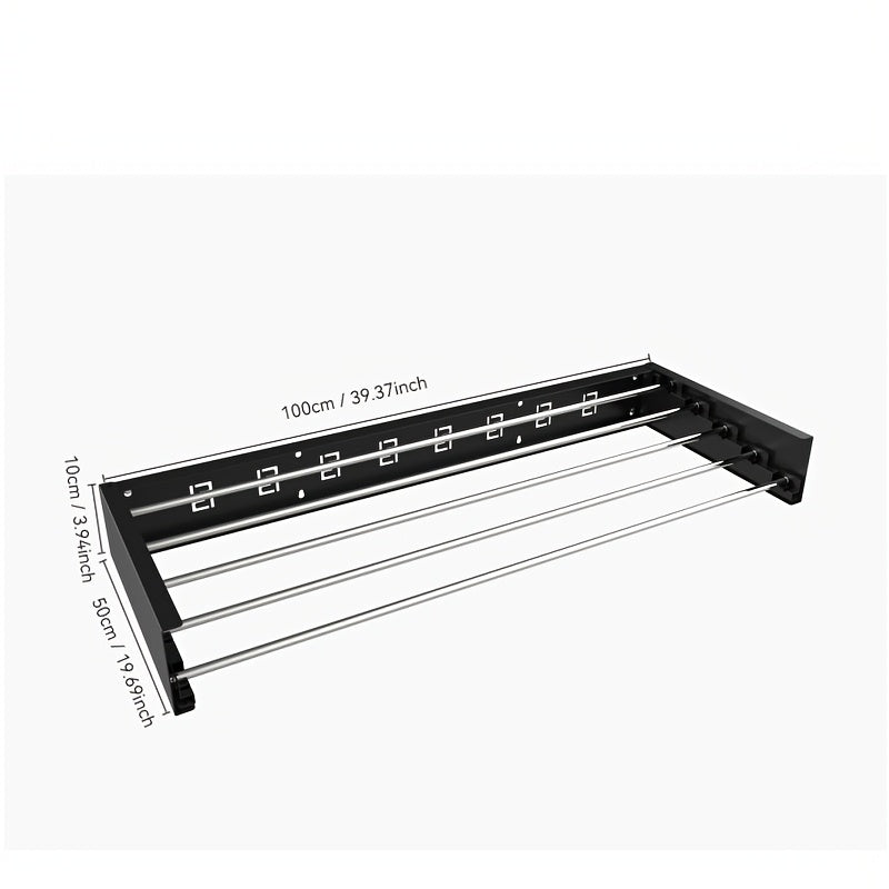 Wall-Mounted Metal Clothes Drying Rack Extendable Towel Bar Holds Up to 27kg Bathroom Bedroom Closet