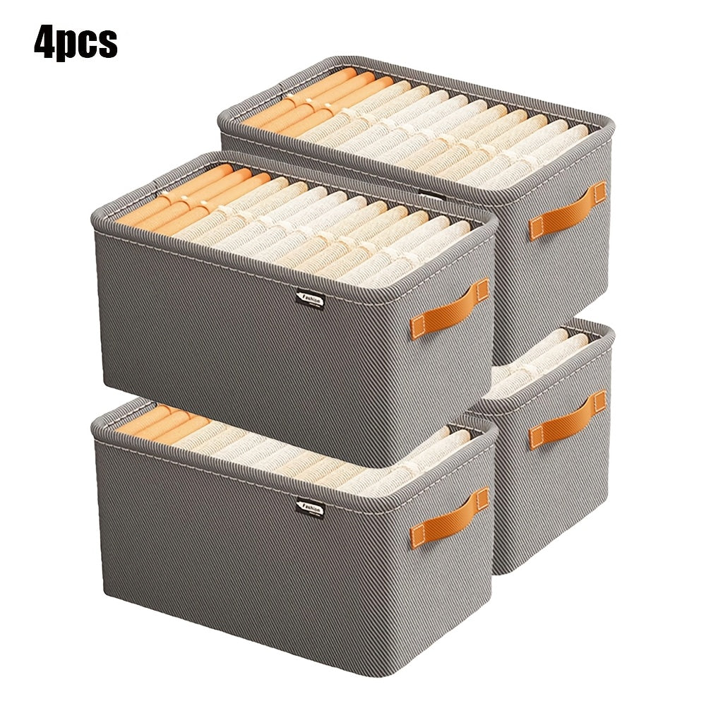 Gray Non-Woven Fabric Storage Bins with Handles for Clothes and Home Organization Set of 4
