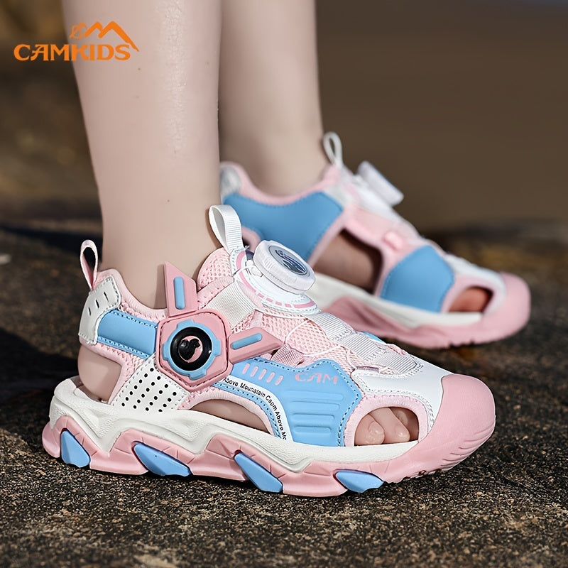 Детские вращающиеся ремешковые сандалии для мальчиков и девочек, легкие, противоскользящие, дышащие, повседневные пляжные и туристические туфли