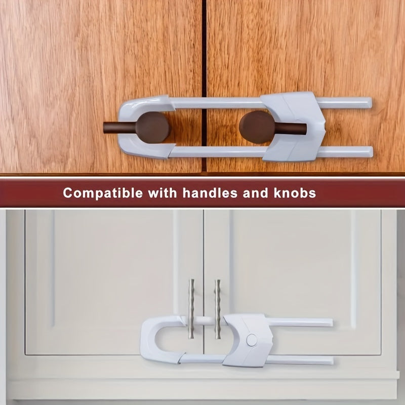 2 Pack U-Shaped Cabinet Locks for Wardrobes Drawers and Appliances