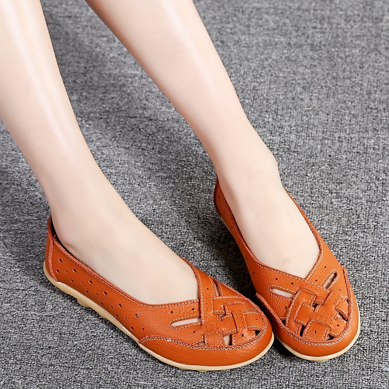Women's Slip-On Flat Shoes with Hollow Out Design Breathable Lightweight Casual