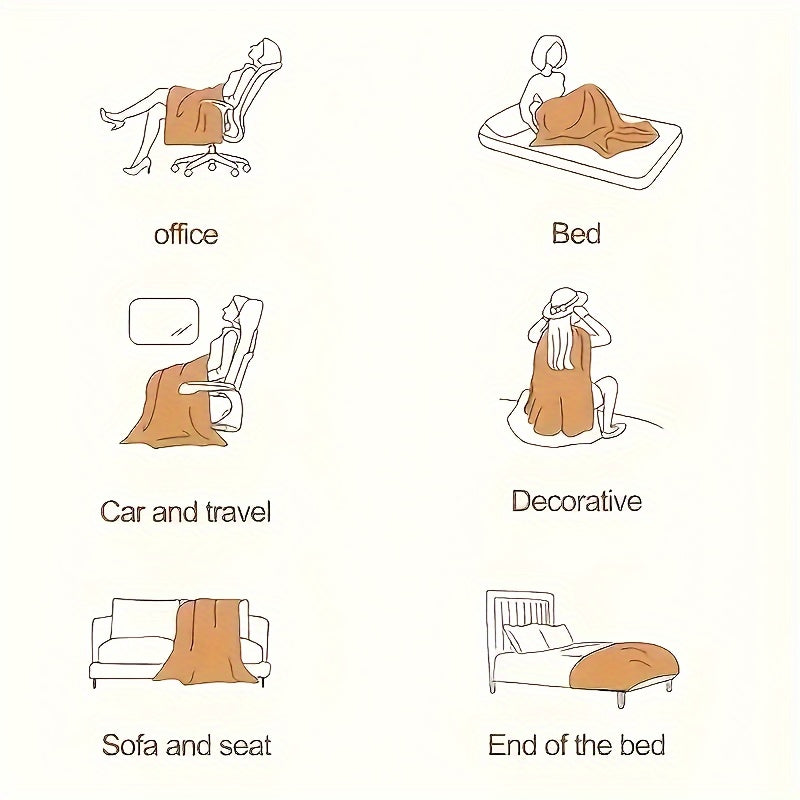 Geometric Square Grid Milk Fleece Throw Blanket for All Seasons