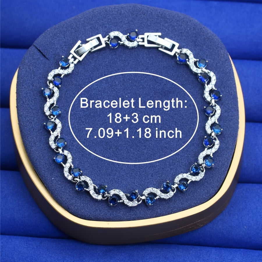 Women's Jewelry Set Necklace Ring Earrings Bracelet White Gold Plated Gift for Mom Wife Sister