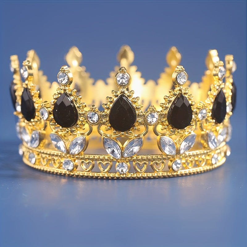 Gold and Silver Wedding Tiara with Crystal Rhinestones for Birthday or Cake Topper