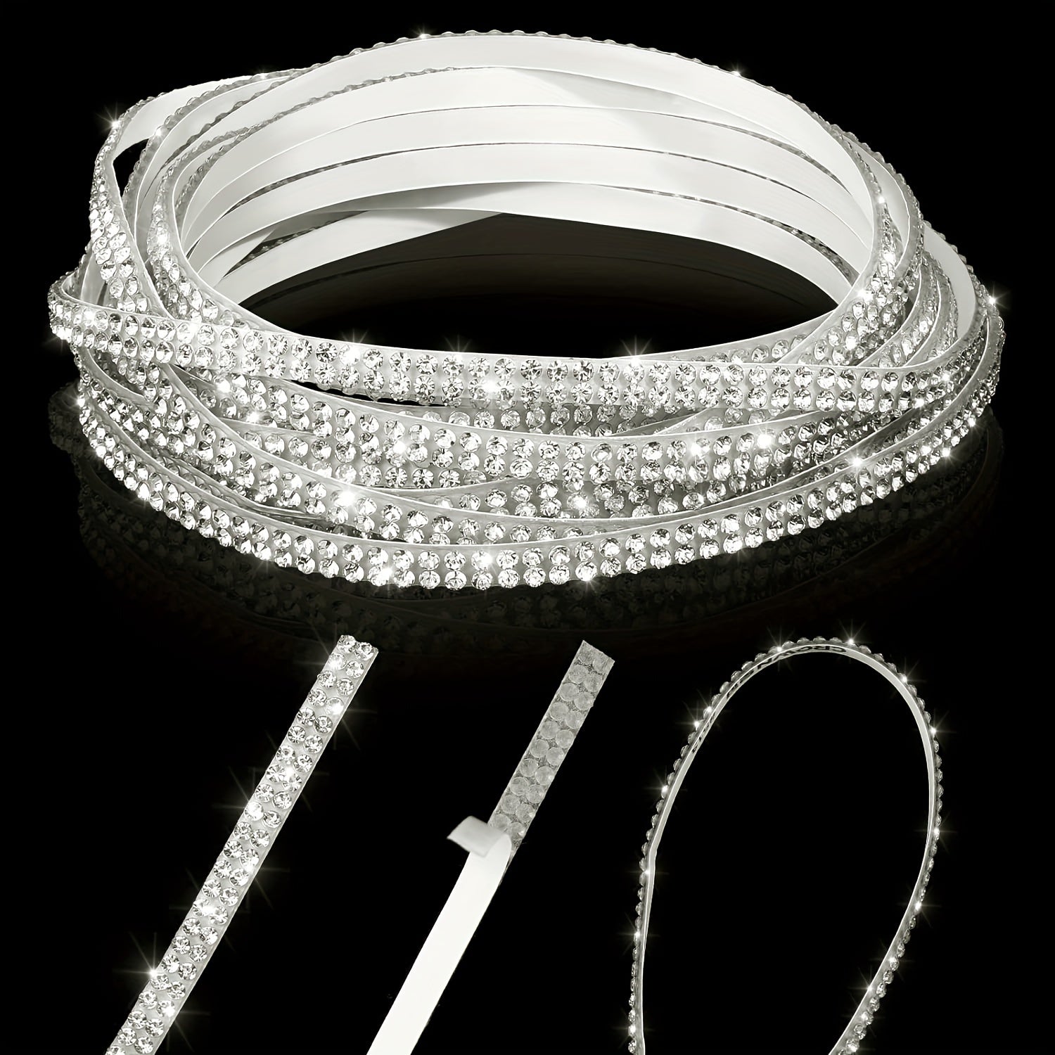 DIY Rhinestone Car Trim Strips Self-Adhesive Glitter Molding Stickers for Interior and Exterior Decor