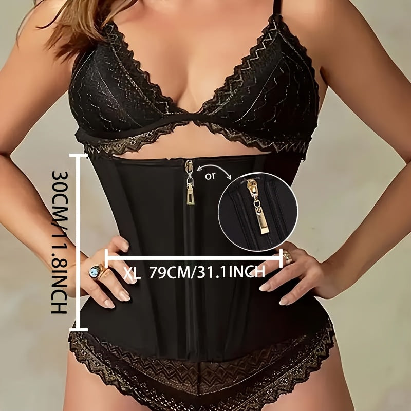 Breathable Zipper Waist Trainer for Women Tummy Control Cincher Polyester Medium Compression