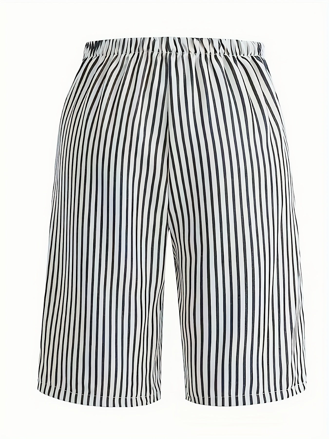 Plus Size Women's Lightweight Striped Drawstring Shorts with Pockets