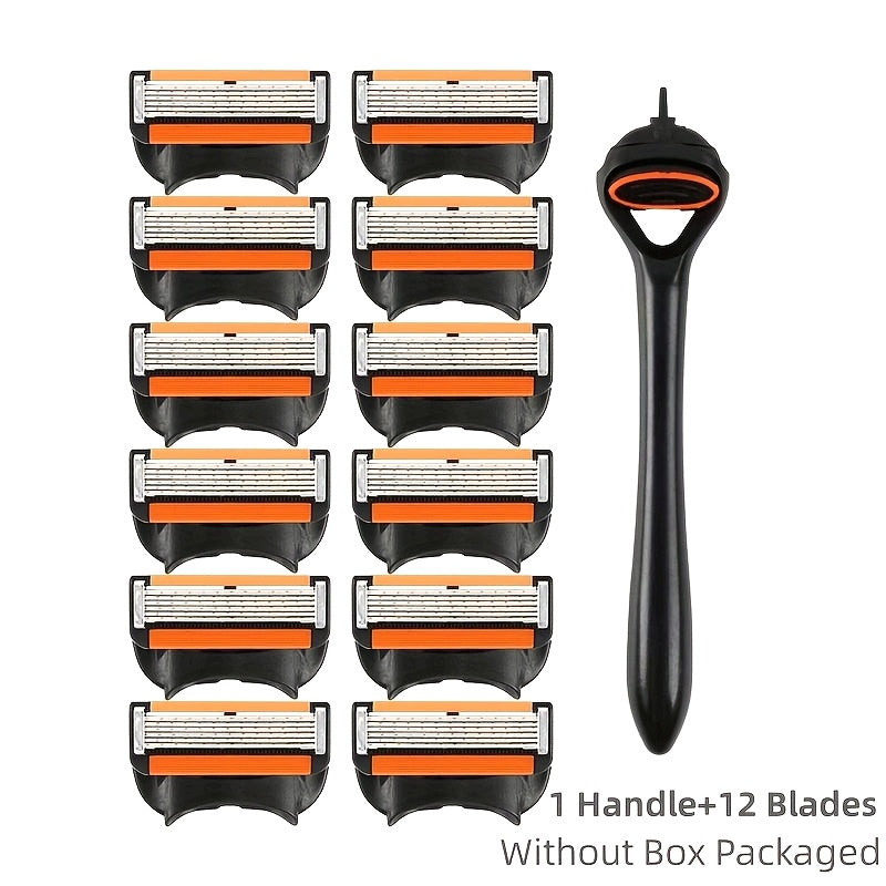 Men's Disposable Razor Set with Metal Blades, 1 Handle and 4, 8, or 12 Blades