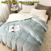 Double-Sided Plush Throw Blanket with Soft Warm Comfort Light Gray Fleece All-Season Knitted Bed Cover