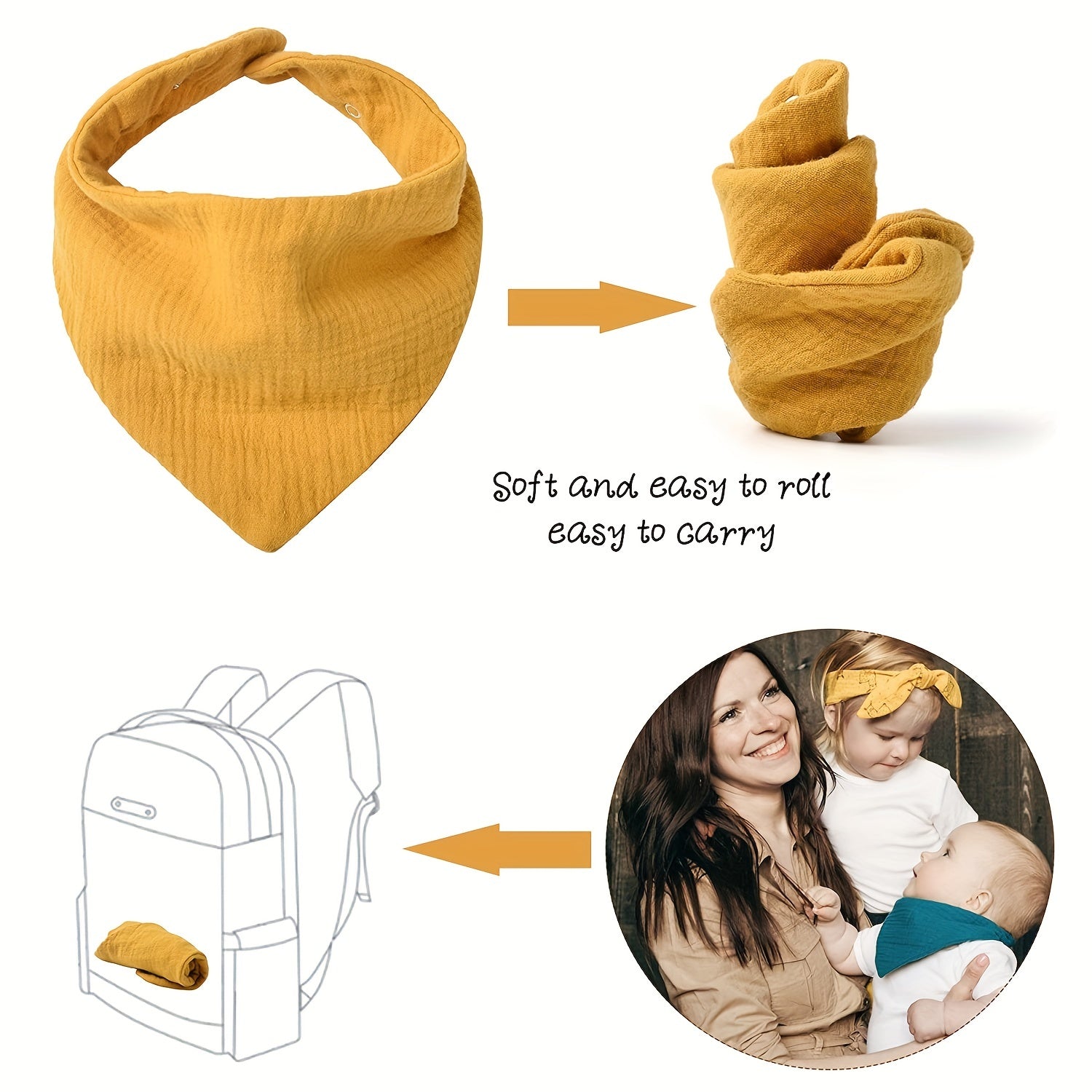 Set of 10 Baby Muslin Bibs for Boys and Girls Soft Woven Drool Bibs with Snap Closure Ages 0-3