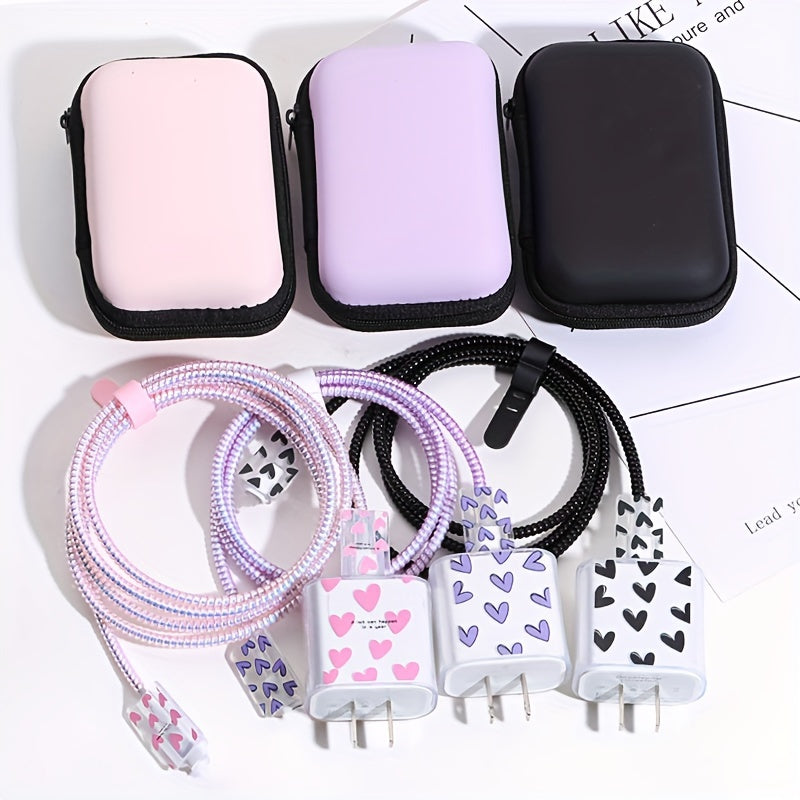 Hard Shell Cable Organizer Case for iPhone Accessories 6-Piece EVA Storage Kit