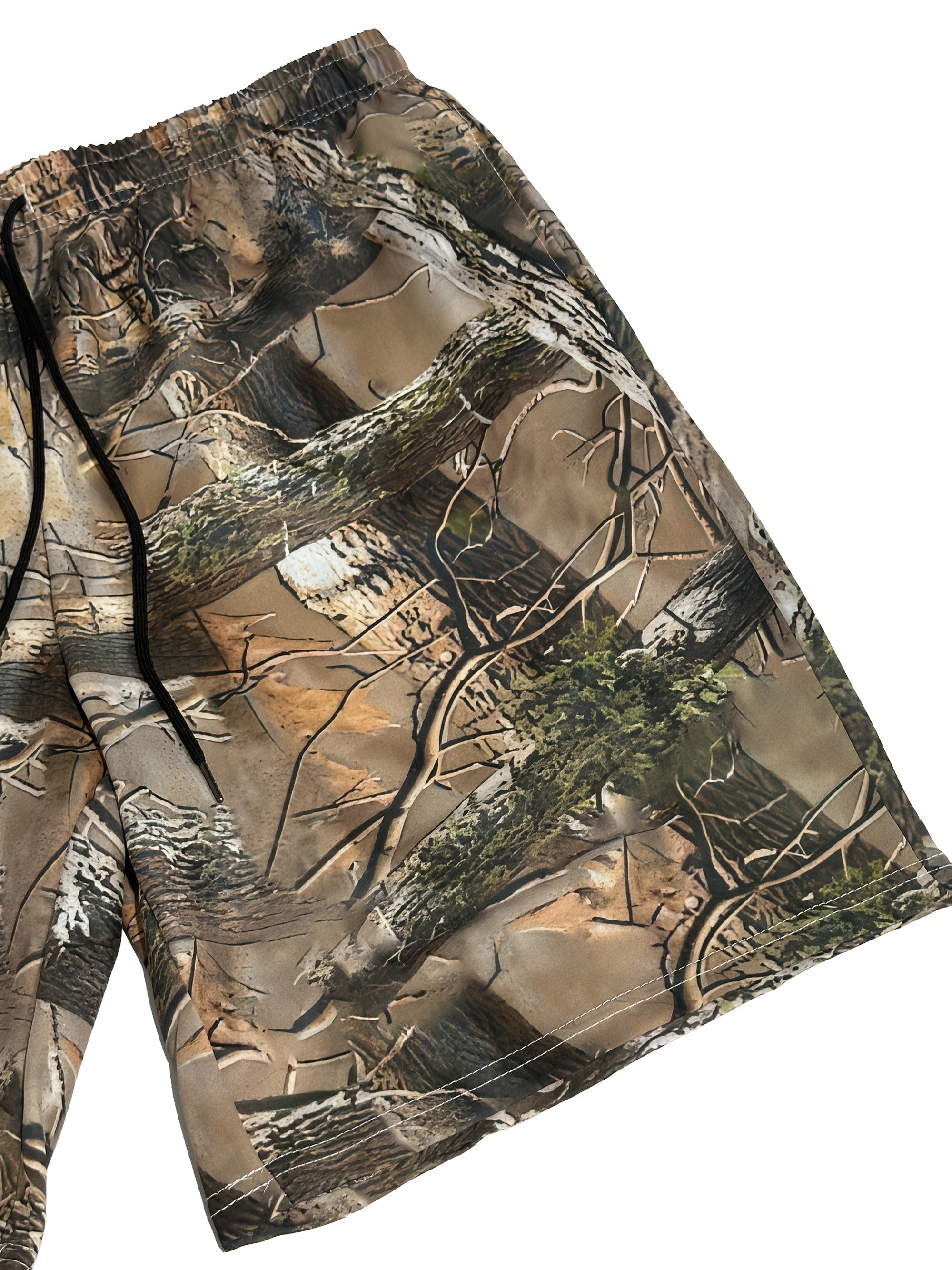 Мужские повседневные шорты из полиэстера с камуфляжным принтом, классический крой, увеличенный размер