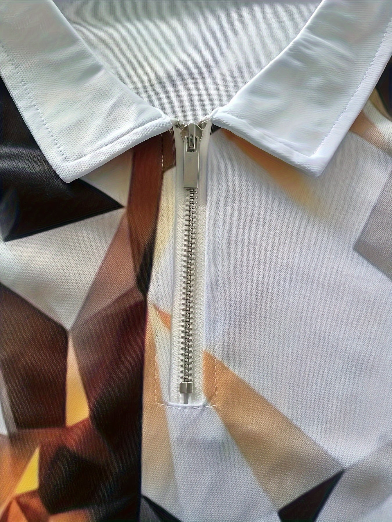 Plus Size Geometric Print Golf Shirt for Men Casual Spring Fall Winter