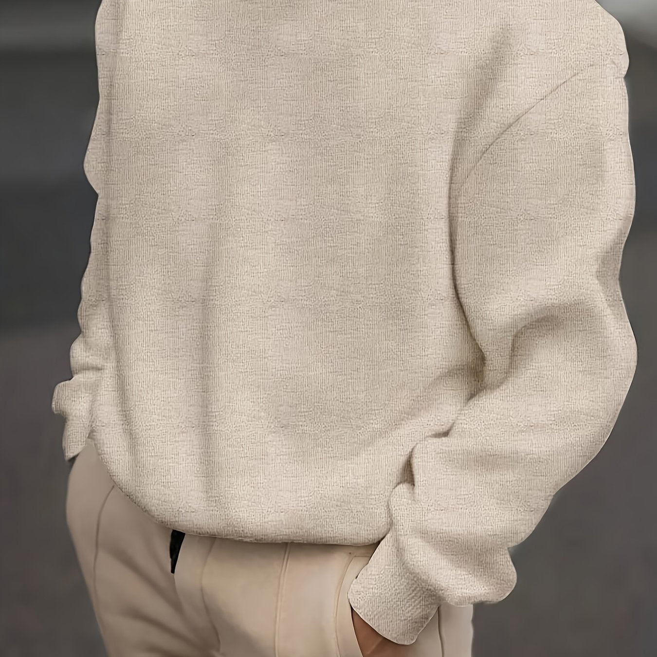 Suéter de cuello redondo con patrón geométrico para hombre, manga larga, ajuste regular, tejido de punto, para todas las estaciones