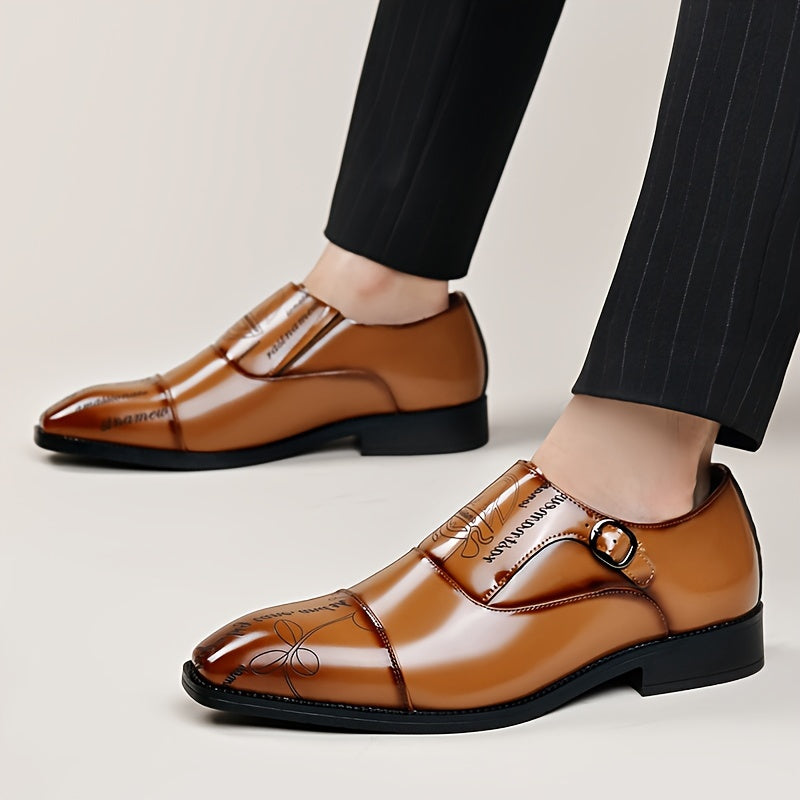 Men's Casual Shoes Large Size Buckle Design Solid Color Leather Comfortable All-Season