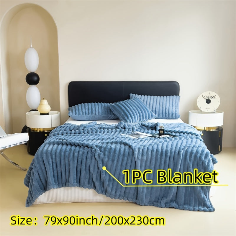 Double-Sided Fleece Blanket Soft Warm Throw Blanket for Dorms Offices Cars Sofa Travel