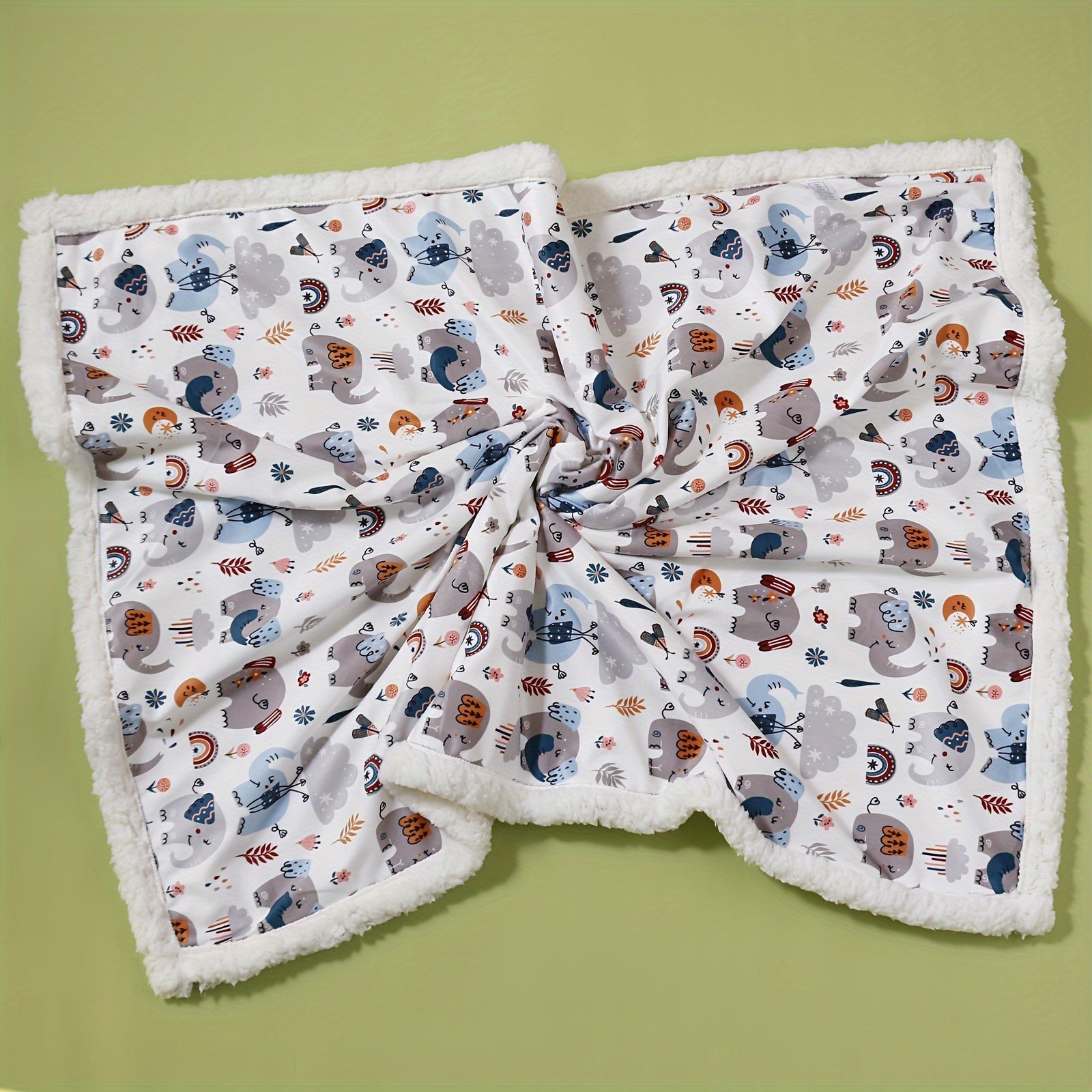 Kids Blanket Double-Layered Animal Prints Soft Polyester for Autumn and Winter
