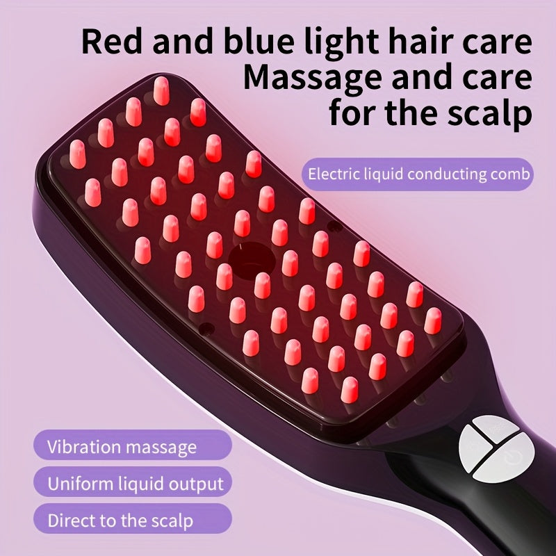 3-in-1 Electric Scalp Massager with Red Blue Light Rechargeable Battery Portable Hair Care Tool