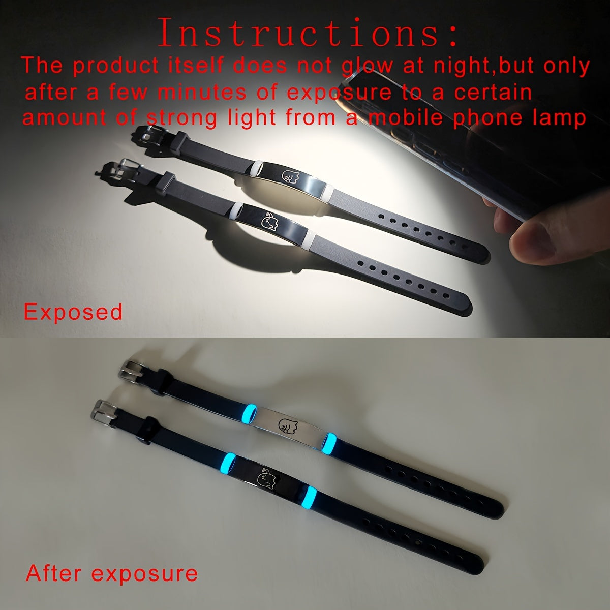 Glow-in-the-Dark Silicone Spirit Couple Bracelets for Daily Wear and Gifts