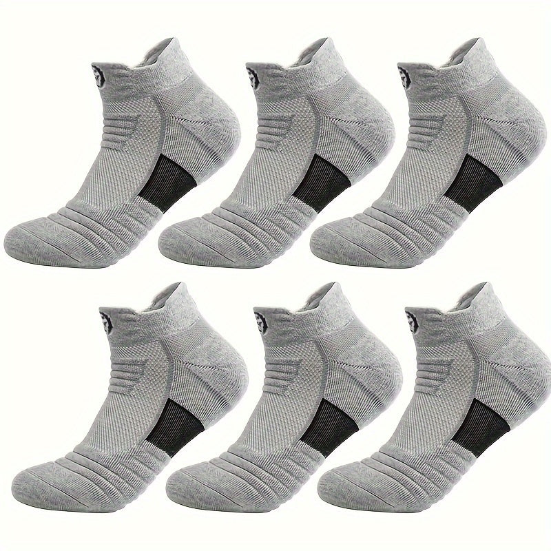 Men's Athletic Socks Breathable Knit Geometric Pattern 6 Pairs
