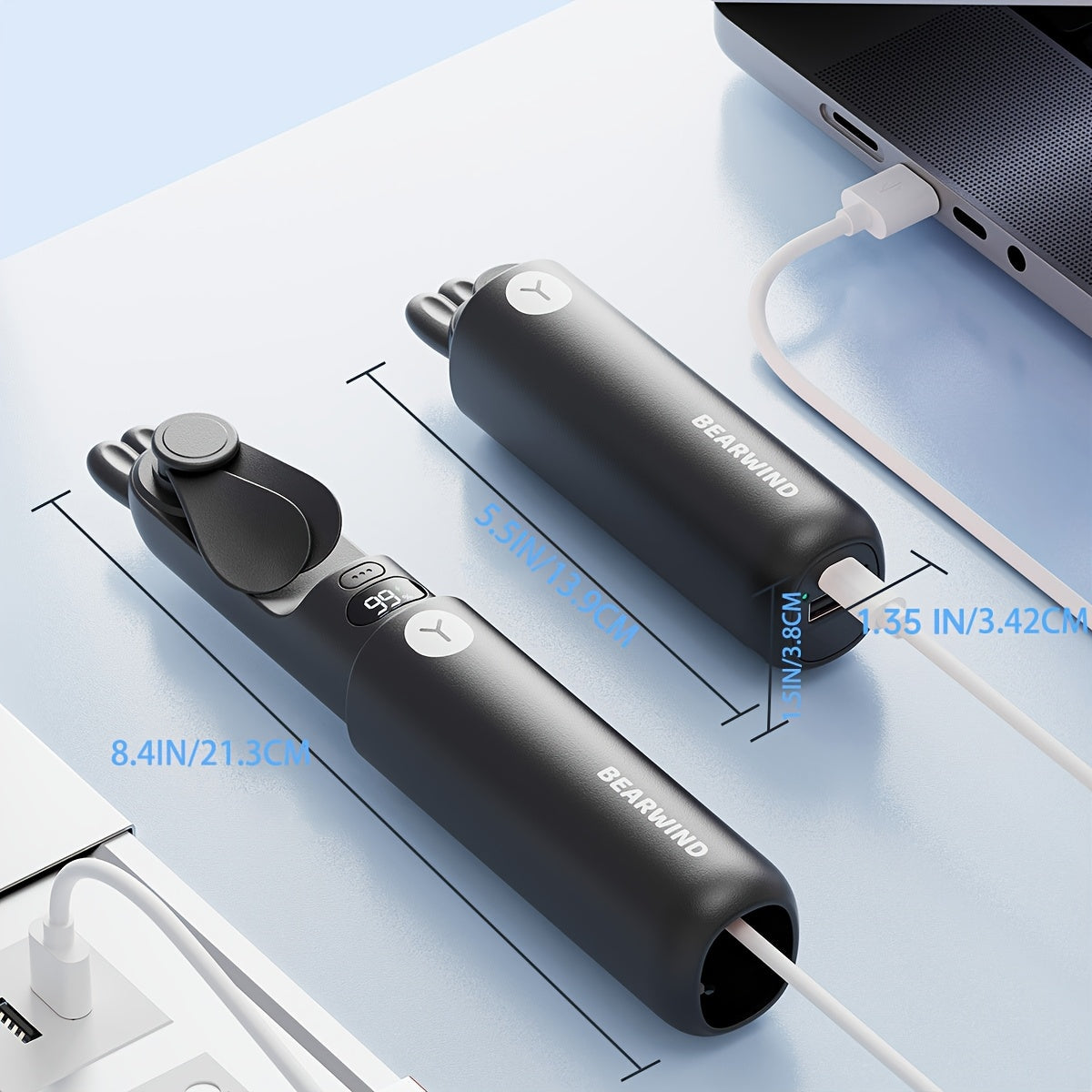 USB Rechargeable Mini Handheld Fan with LED Display, Portable Pocket Fan for Travel