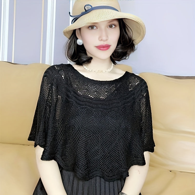 Knitted Shawl Scarf with Ruffles Windproof Loose Cardigan for Women