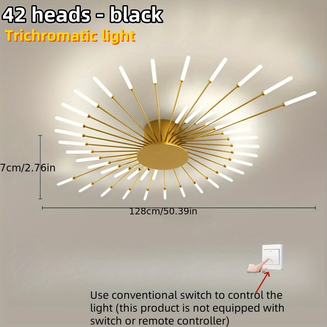 LED Ceiling Light with Warm White Glow Polished Metal and Acrylic Shade for Living Room Bedroom Dining Area