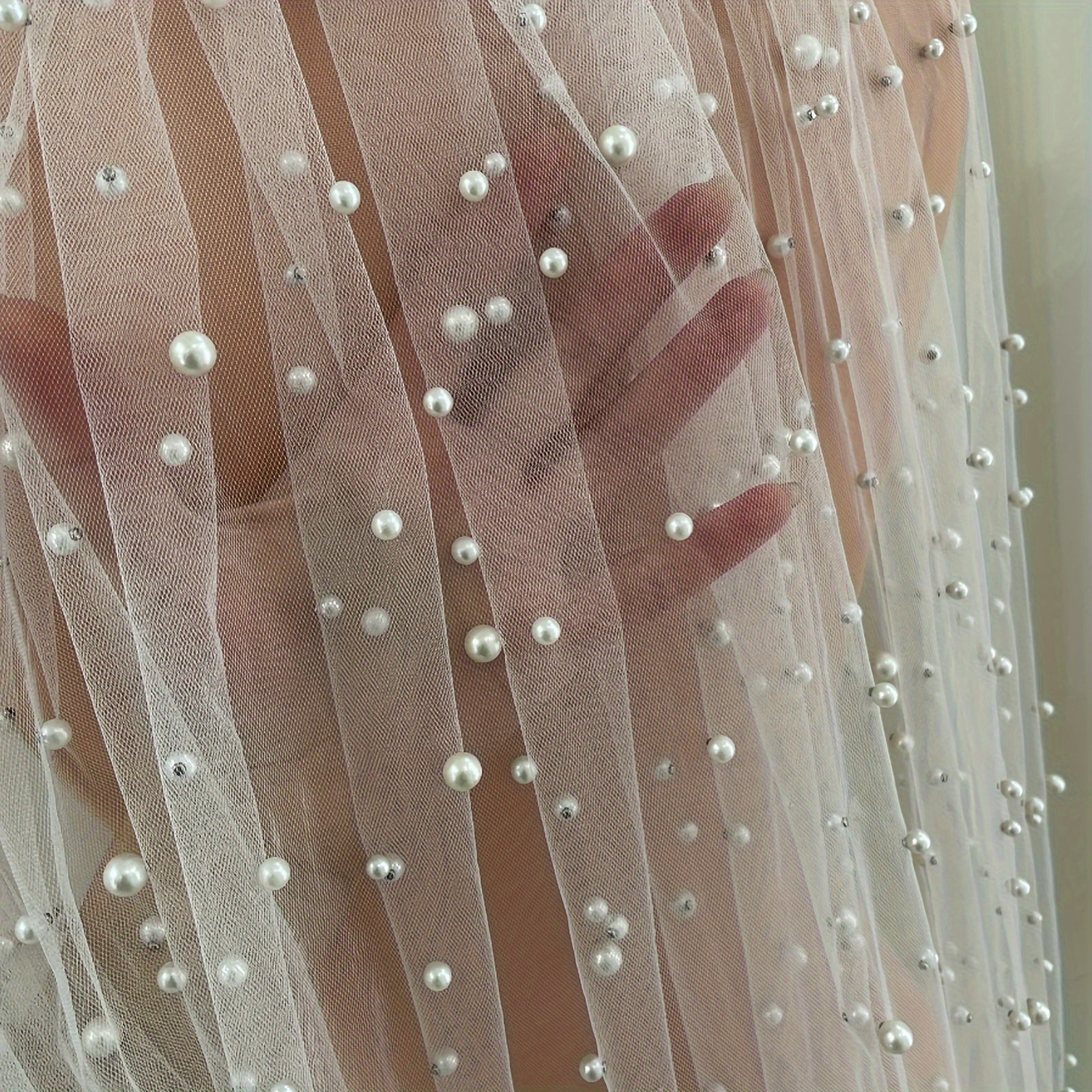 Bridal Veil with Rhinestones Long Train Polyester Tulle Hand Wash